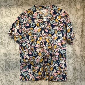 GAP Men's Floral Button Down Shirt - Pink, Blue, Yellow